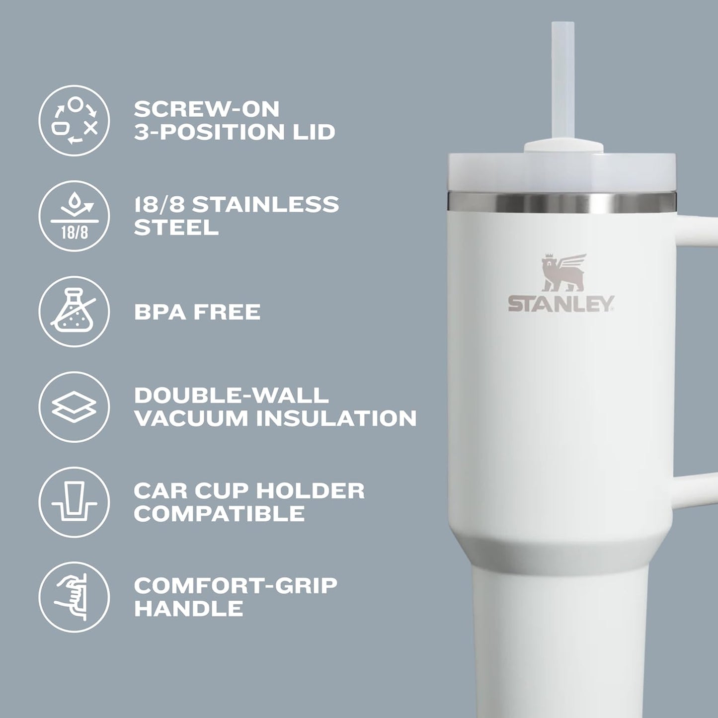 STANLEY The Quencher H2.0 FlowState Tumbler (Soft Matte) | 40 OZ Shale