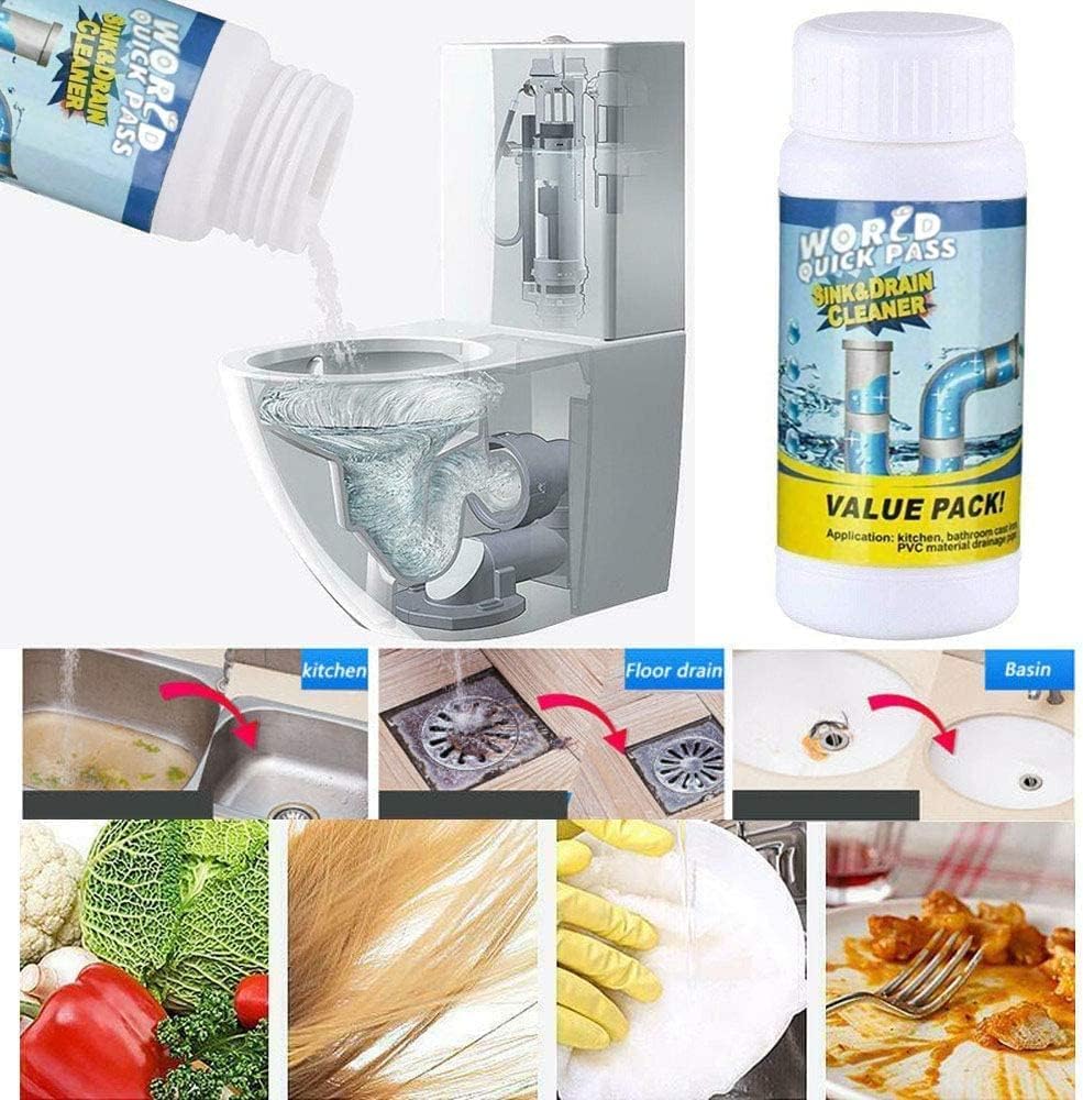 Drain Cleaner Powder For Clogged Drains, Pipes, Bathroom Or Kitchen Sinks